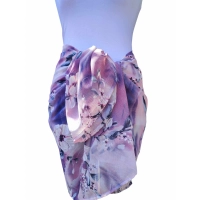 Wzorzysta spódnica plażowa chusta PAREO L/XL liliowe kwiaty